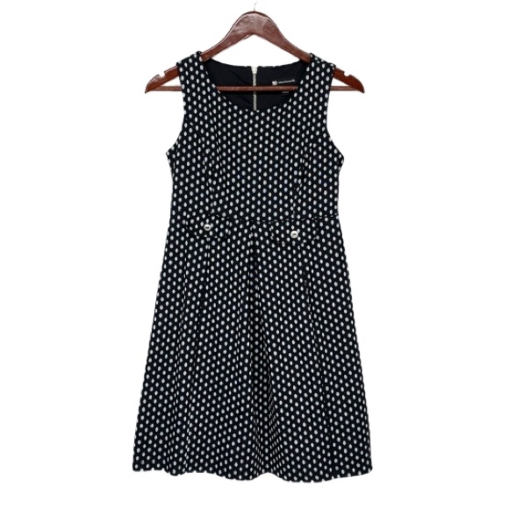 Vintage Valerie Bertinelli Black & White Polka Dot Knit Sleeveless Dress Size 4